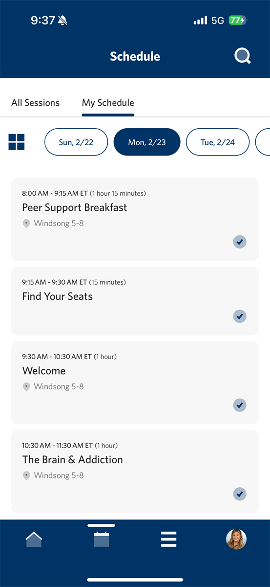 Notice how everything shows under My Sschedule- but not All Sessions. Why is this?